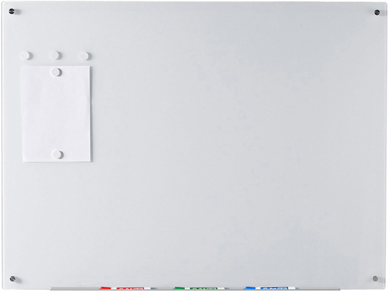 Audio-Visual Direct Magnetic Ultra White Glass Dry-Erase Board Set Includes Magnets, Hardware & Marker Tray